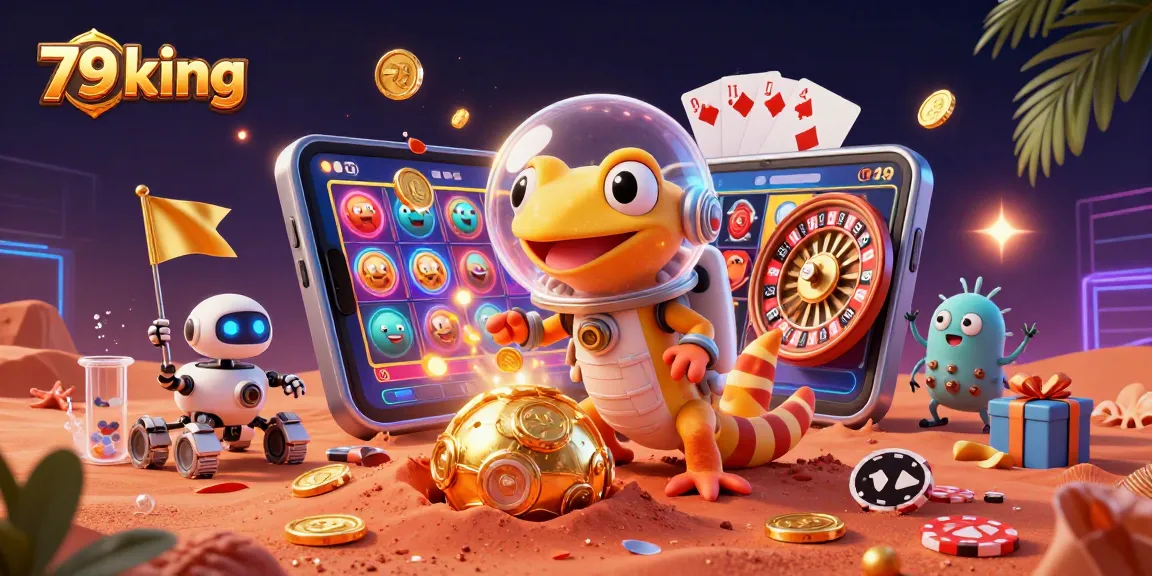 Engage in thrilling slots action with 79 king as Martian gecko discovers a golden casino.