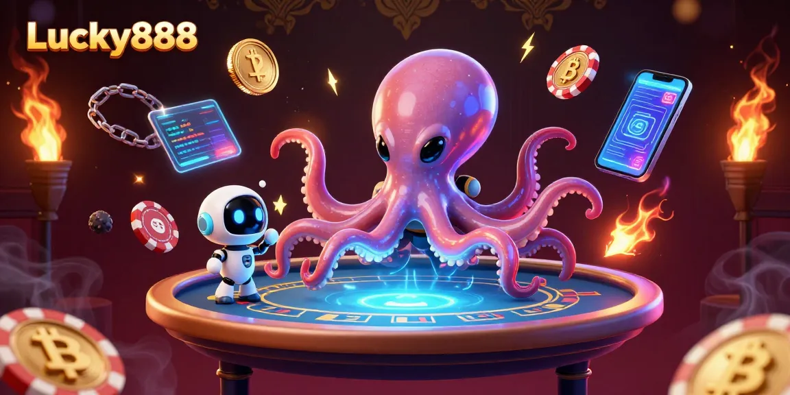 Engage in thrilling games with Lucky888, featuring alien octopus and crypto elements.