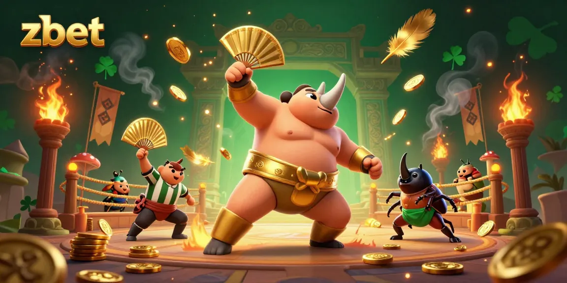Bet on thrilling action with zbet in this vibrant 3D cartoon sumo showdown.