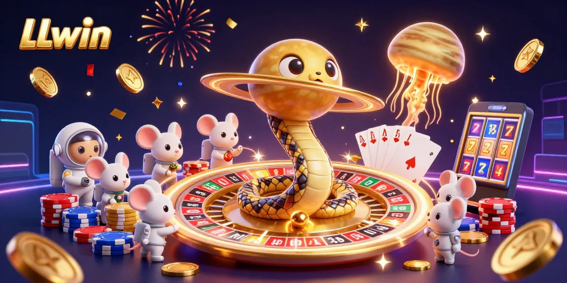 Experience thrilling gameplay at LLwin with a cosmic roulette scene featuring vibrant characters and casino elements.