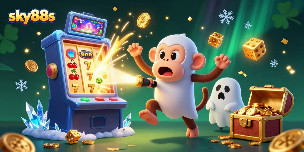 Experience thrilling casino action at sky88s as a playful monkey juggles golden treasures in a vibrant setting.