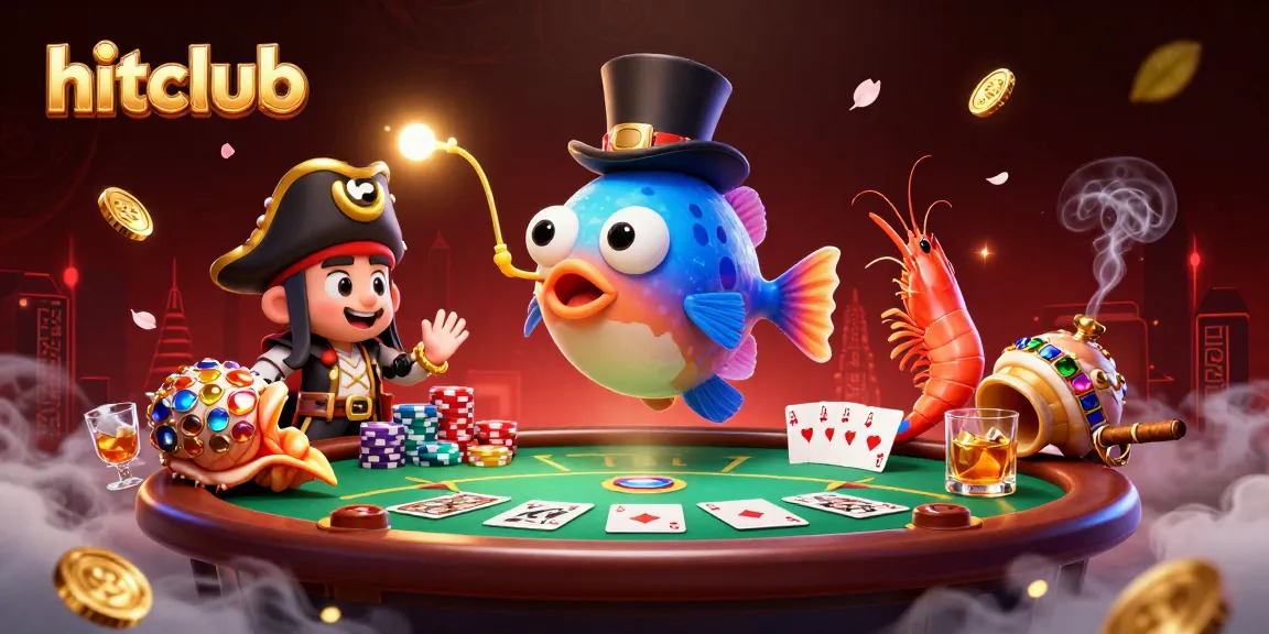 hitclub showcases a vibrant underwater casino scene with anglerfish and shrimp characters, rich in detail.