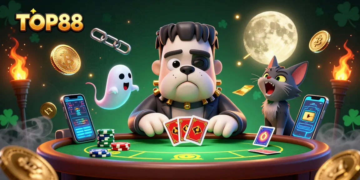 Engage with thrilling poker action featuring TOP88 monsters and crypto elements at an enchanted casino.