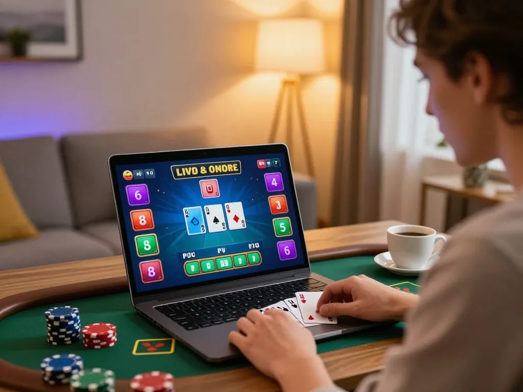 Jogador participando de um jogo de blackjack com dealer ao vivo na 337bet, mostrando a empolgação dos jogos online