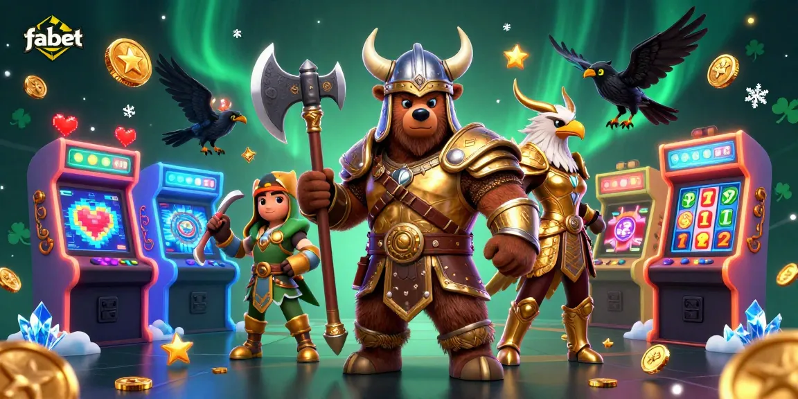 Play slots and win big with fabet in a vibrant 3D casino scene filled with action.