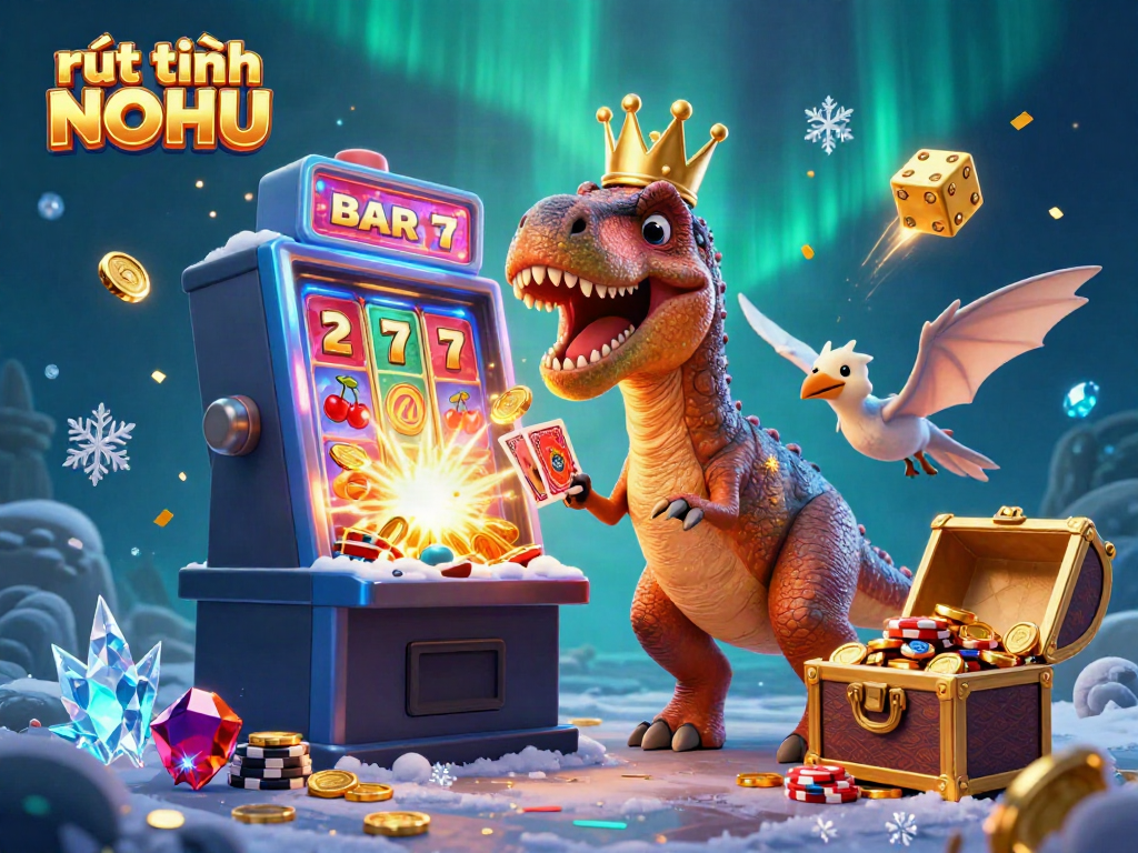 Experience the thrill of rút tiền NOHU with colorful 3D characters and vibrant slot elements bursting with excitement.