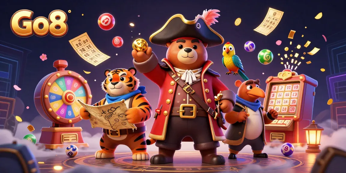 Engage with the vibrant world of Go8 as a pirate captain bear and tiger first mate navigate thrilling games of chance!