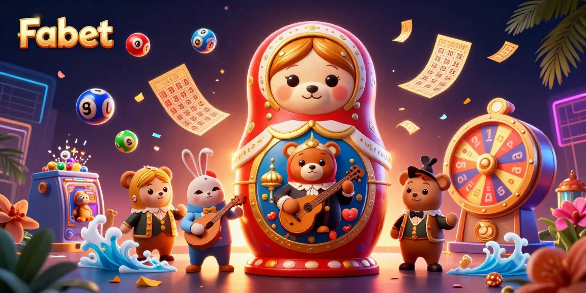 Experience the excitement of Fabet with vibrant lottery elements and casino-themed characters!