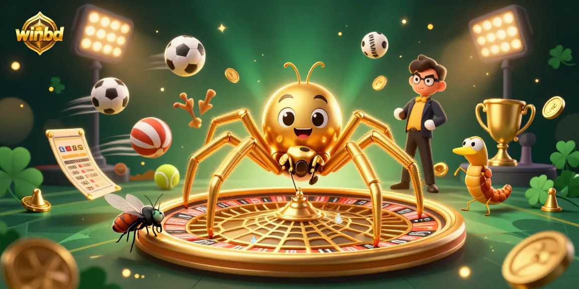 Experience the excitement of winbd as a fly bets nervously at a roulette wheel web.