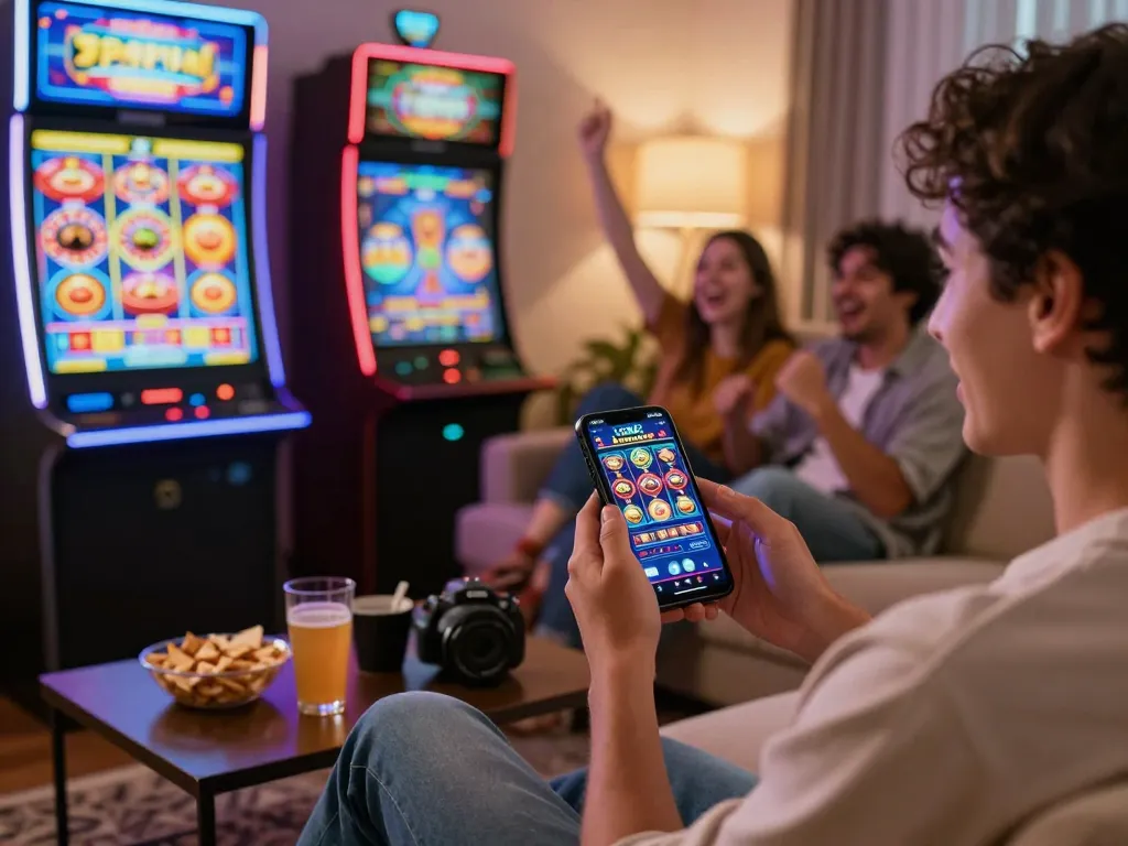 Engaging user experience on the 12Bet app with friends enjoying online gaming.