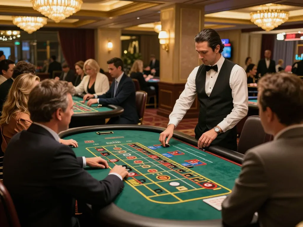 X333 players enjoying thrilling games at an upscale casino table, bet placements creating excitement