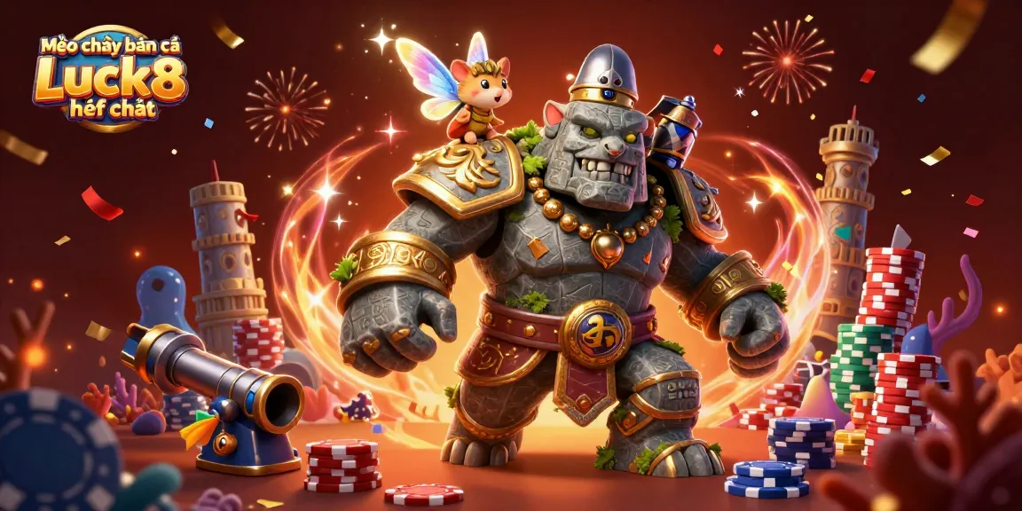 Mẹo chơi bắn cá Luck8 hiệu quả showcases a vibrant underwater scene with dynamic characters and game elements.
