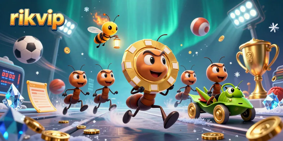 Engage with rik vip's thrilling heist scene, featuring cartoon ants and dynamic gambling elements!