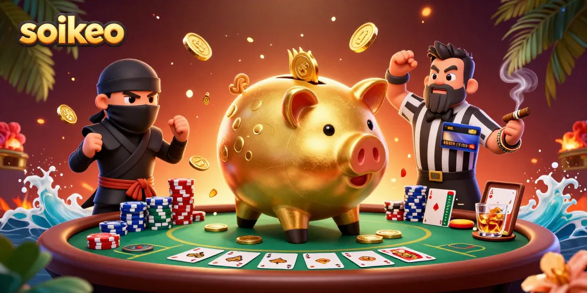 Experience the thrilling action of soikeo with a dynamic poker showdown featuring unique characters and vibrant casino elements.