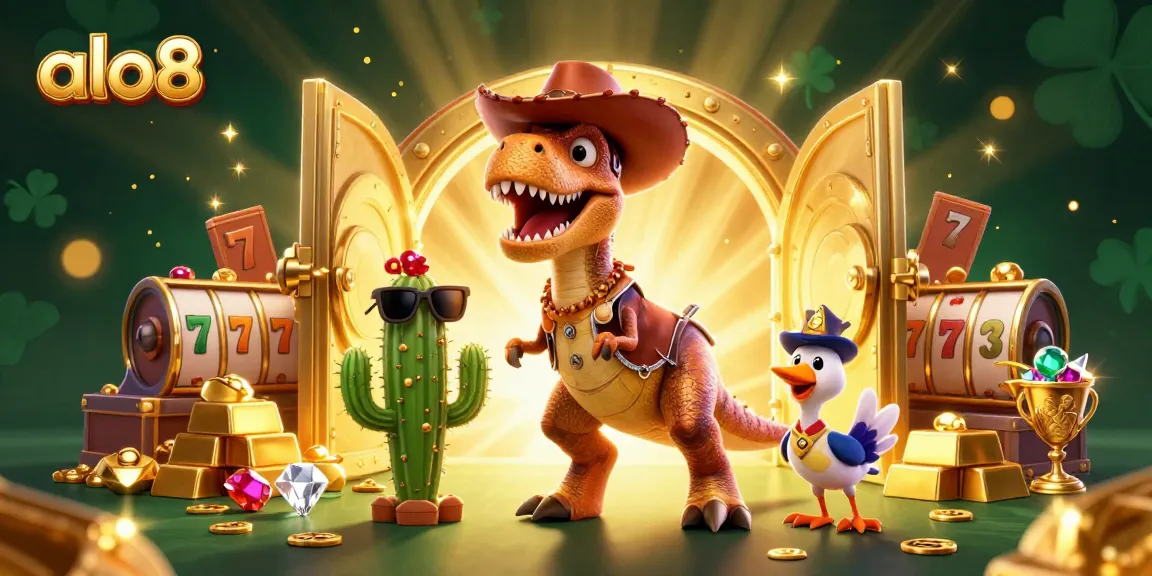 Captivate players at alo8 with a vibrant 3D casino scene filled with treasure and excitement.