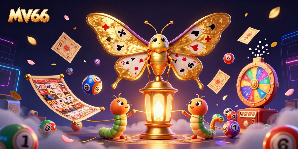 Join the excitement at MV66 with a vibrant 3D rendering showcasing golden casino themes and lottery fun.