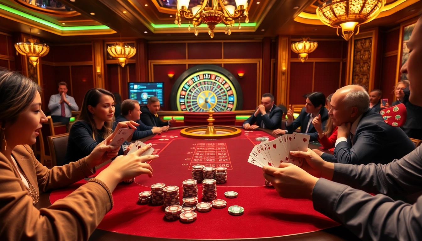 Experience the excitement of gambling with Bomwin at a luxurious poker table filled with vibrant chips and cards.