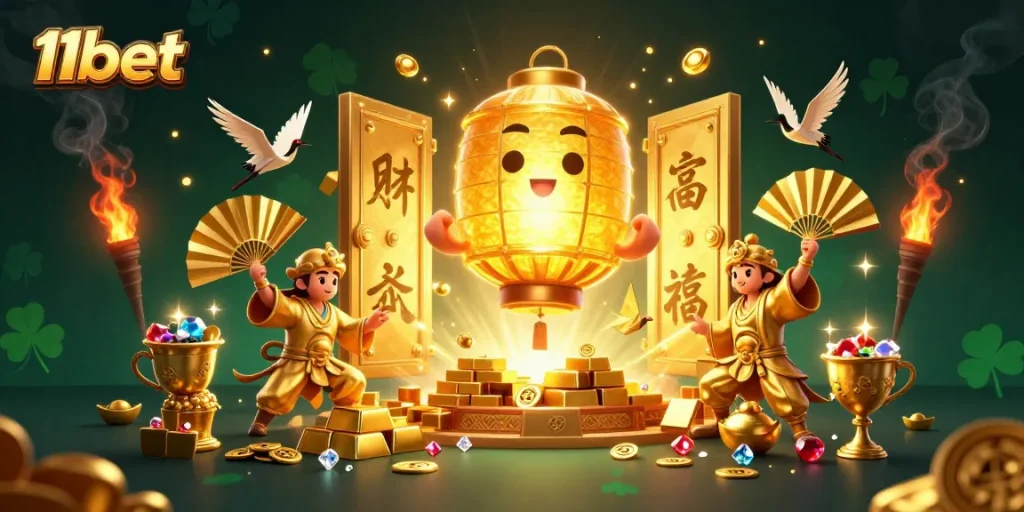 Engage with 11bet's vibrant casino experience through this stunning 3D art illustration.