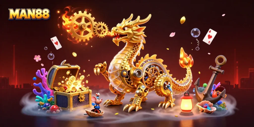 Experience thrilling gameplay at MAN88 with a dynamic scene of adventure and excitement!